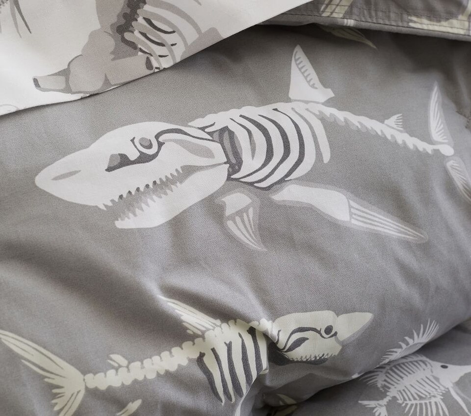Shark Bones GlowintheDark Comforter & Pillowcases Pottery Barn